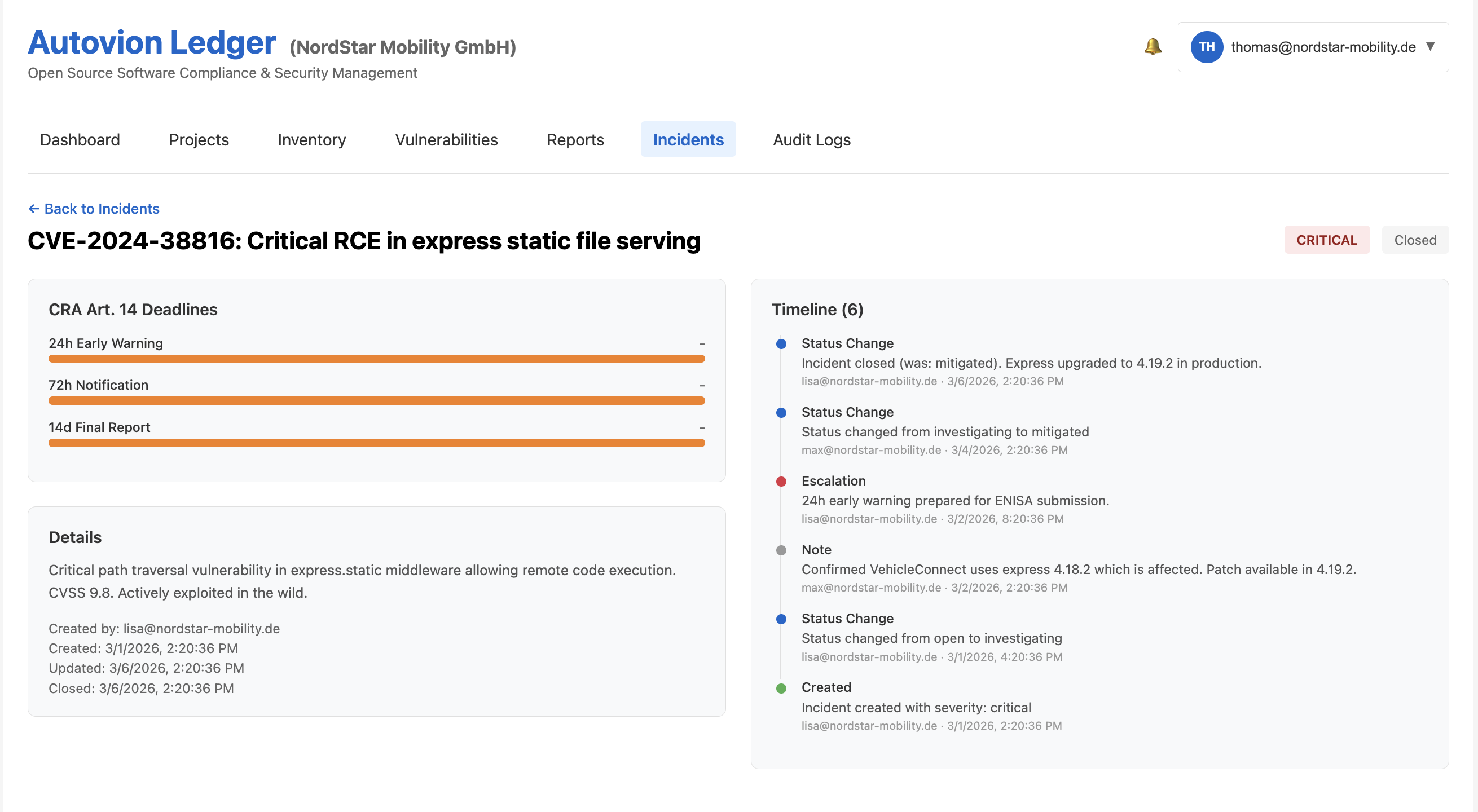 Erkenntnisse in Remediation-Workflows und belastbare CRA-Nachweise umsetzen